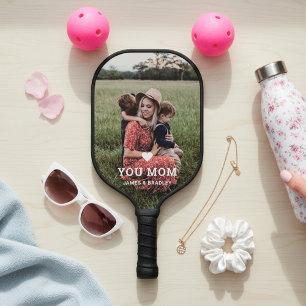 Cute HEART LOVE YOU MOM Mother's Day Photo Pickleball Paddle
