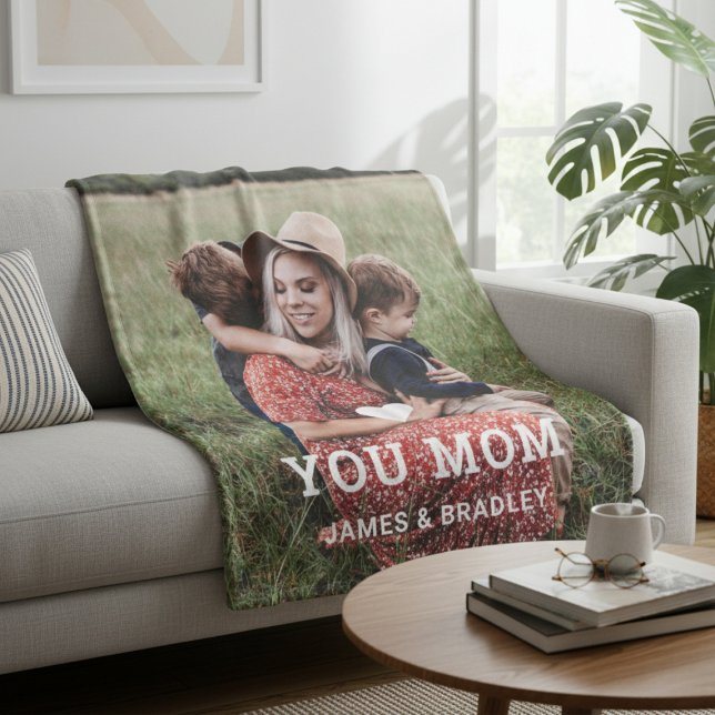 Cute HEART LOVE YOU MOM Mother's Day Photo Sherpa Blanket (Creator Uploaded)