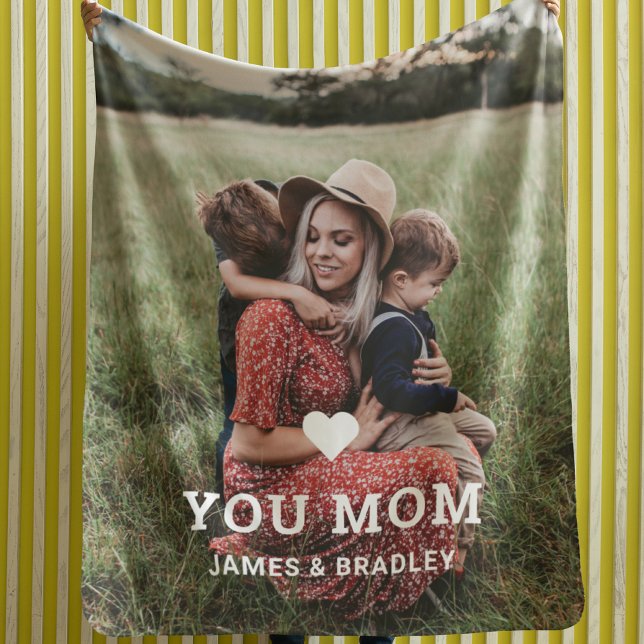 Cute HEART LOVE YOU MOM Mother's Day Photo Sherpa Blanket (Creator Uploaded)