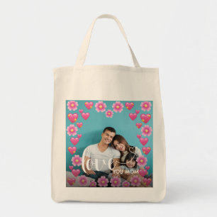 Cute HEART LOVE YOU MOM Mother's Day Photo  Tote Bag