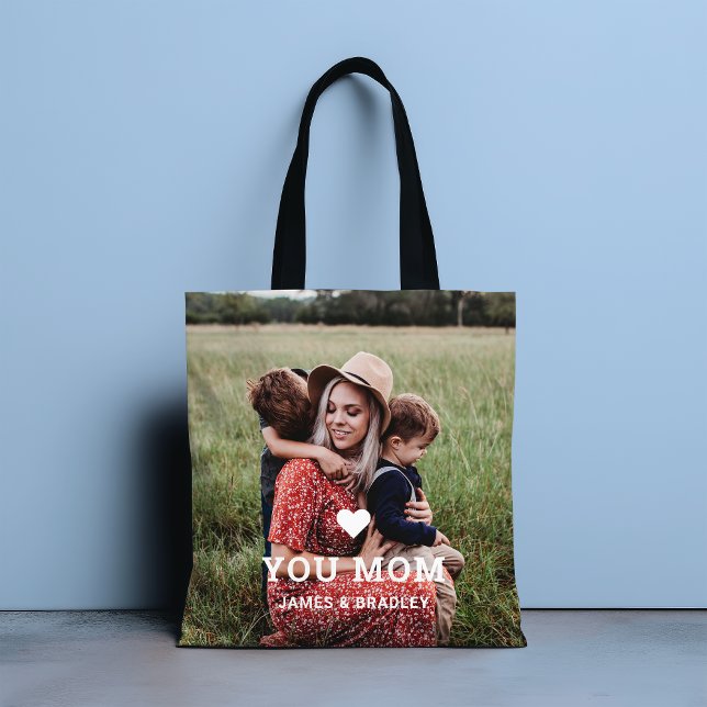 Cute HEART LOVE YOU MOM Mother's Day Photo Tote Bag (Creator Uploaded)