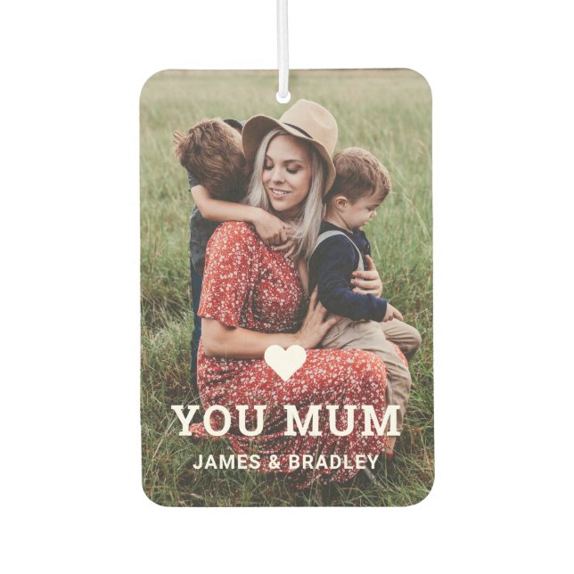 Cute HEART LOVE YOU MUM Mother's Day Car Air Freshener (Front)