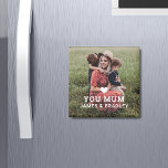 Cute HEART LOVE YOU MUM Mother's Day Magnet<br><div class="desc">Cute HEART LOVE YOU MUM Mother's Day Magnets features your favourite photo with the text "(love heart) you Mum" in modern white script with your names below. Personalise by editing the text in the text box provided and adding your own picture. Designed by ©2022 Evco Studio www.zazzle.com/store/evcostudio</div>