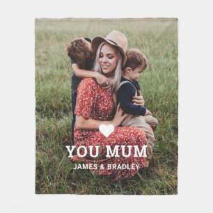Cute HEART LOVE YOU MUM Mother's Day Photo Fleece Blanket