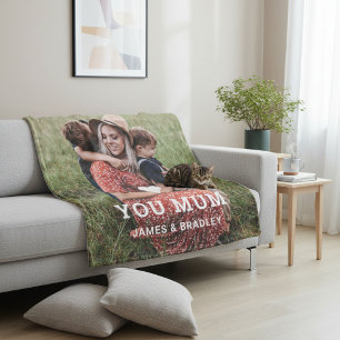 Cute HEART LOVE YOU MUM Mother's Day Photo Fleece Blanket
