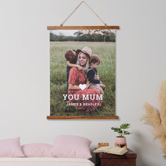 Cute HEART LOVE YOU MUM Mother's Day Photo Hanging Tapestry (Bedroom)