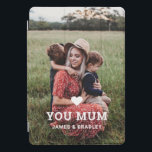 Cute HEART LOVE YOU MUM Mother's Day Photo iPad Pro Cover<br><div class="desc">Cute Heart Love You Mum Mother's Day Photo iPad Case features your favourite photo with the text "(love heart) you Mum" in modern white script with your names below. Personalise by editing the text in the text box provided and adding your own picture. Designed by ©2022 Evco Studio www.zazzle.com/store/evcostudio</div>