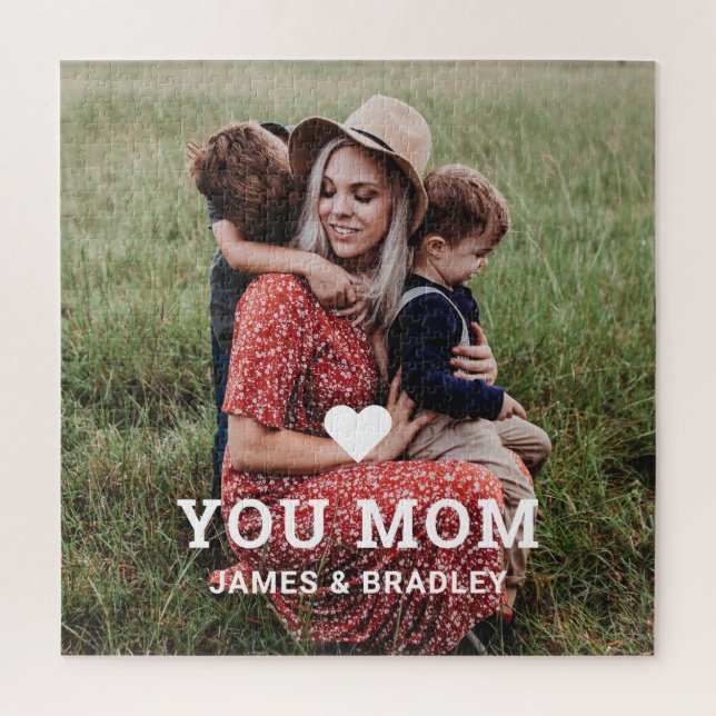 Cute Heart Love You Mum Mother's Day Photo Jigsaw Puzzle (Vertical)
