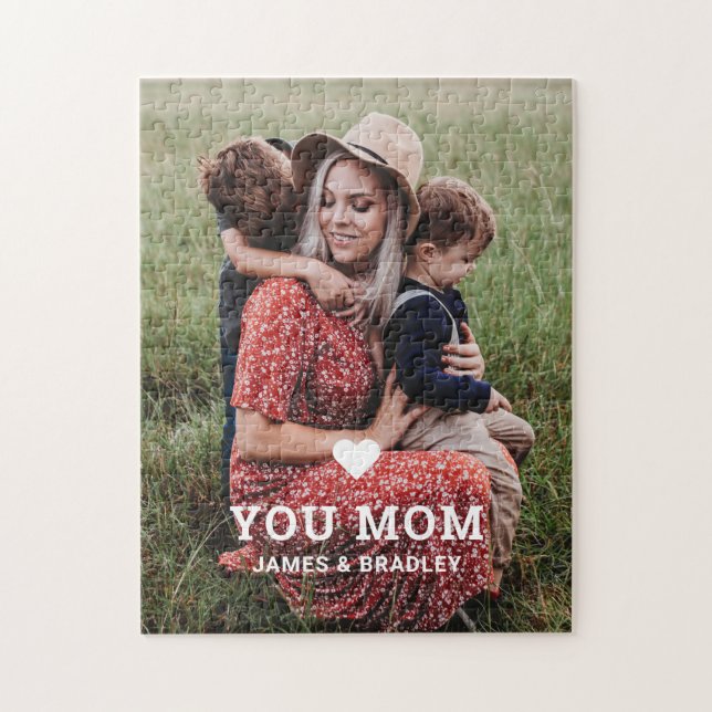 Cute Heart Love You Mum Mother's Day Photo Jigsaw Puzzle (Vertical)