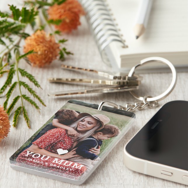 Cute HEART LOVE YOU MUM Mother's Day Photo Key Ring (Front Right)