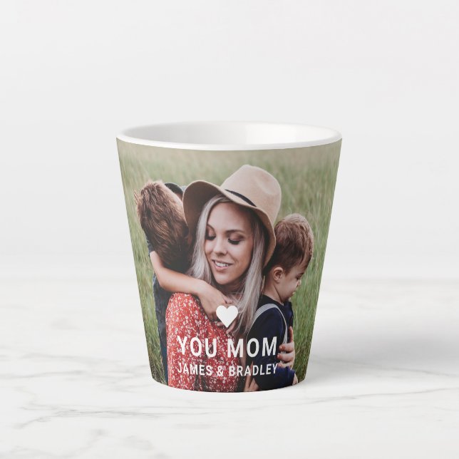 Cute Heart Love You Mum Mother's Day Photo Latte Mug (Front)