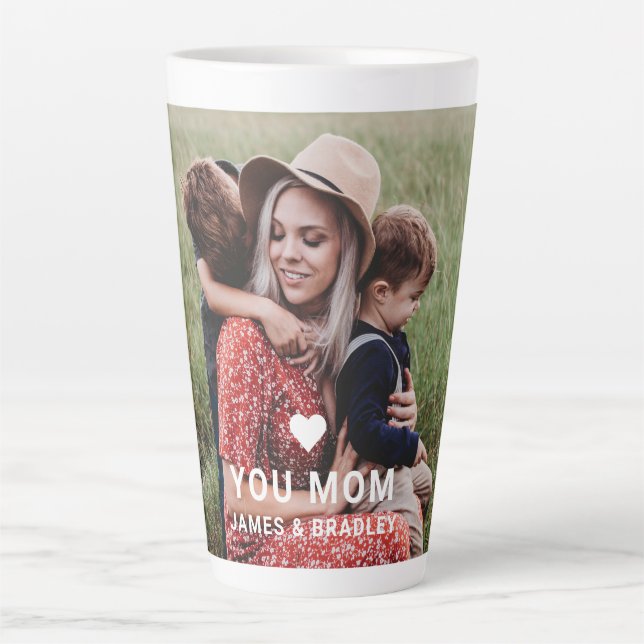 Cute Heart Love You Mum Mother's Day Photo Latte Mug (Front)