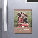 Cute Heart Love You Mum Mother's Day Photo Magnet<br><div class="desc">Cute Heart Love You Mum Mother's Day Photo Magnet features your favourite photo with the text "(love heart) you Mum" in modern script with your names below on a mocha mousse background. Personalise by editing the text in the text box provided and adding your own picture. Makes the perfect personalised...</div>
