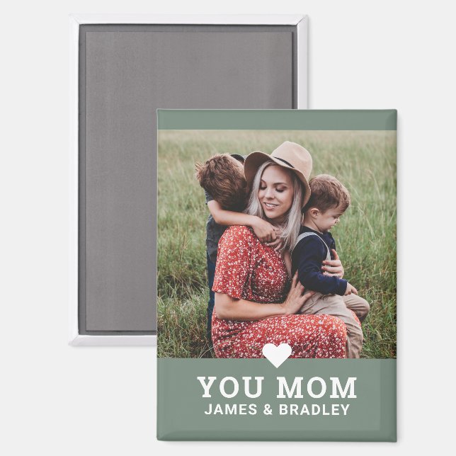 Cute Heart Love You Mum Mother's Day Photo Magnet (Front/Back)