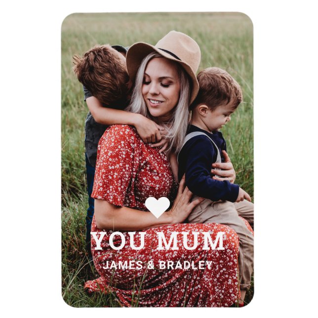 Cute HEART LOVE YOU MUM Mother's Day Photo Magnet (Vertical)