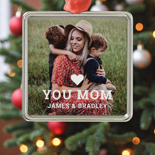 Cute Heart Love You Mum Mother's Day Photo Metal Tree Decoration