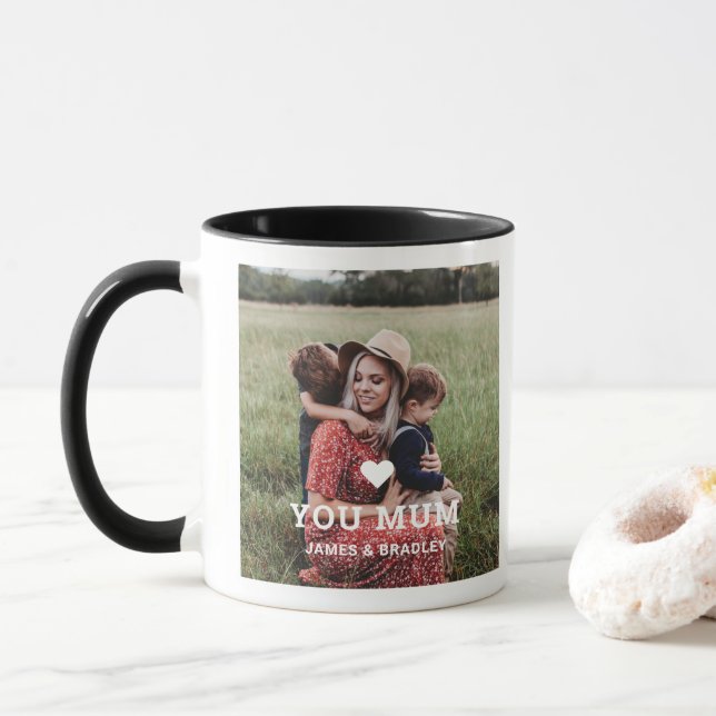 Cute HEART LOVE YOU MUM Mother's Day Photo Mug (With Donut)
