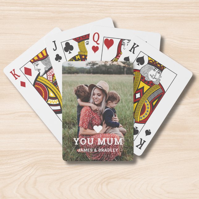 Cute HEART LOVE YOU MUM Mother's Day Photo Playing Cards (Creator Uploaded)