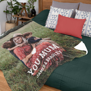 Cute HEART LOVE YOU MUM Mother's Day Photo Sherpa Blanket