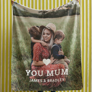 Cute HEART LOVE YOU MUM Mother's Day Photo Sherpa Blanket