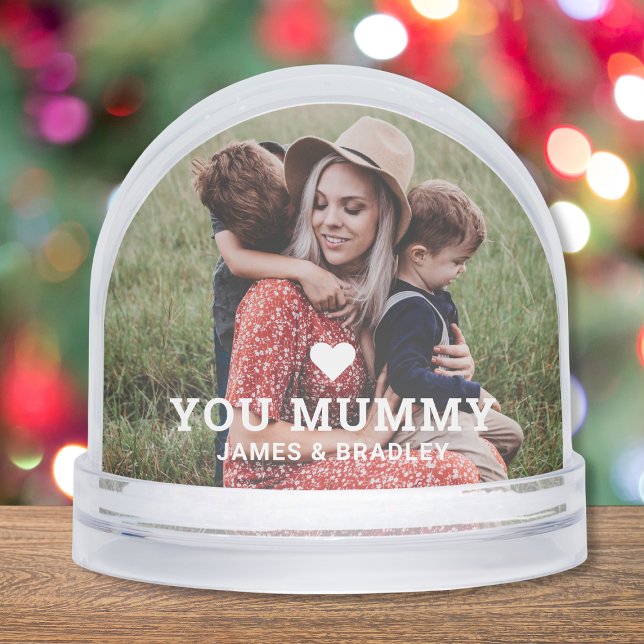 Cute HEART LOVE YOU MUM Mother's Day Photo Snowglobe (Creator Uploaded)