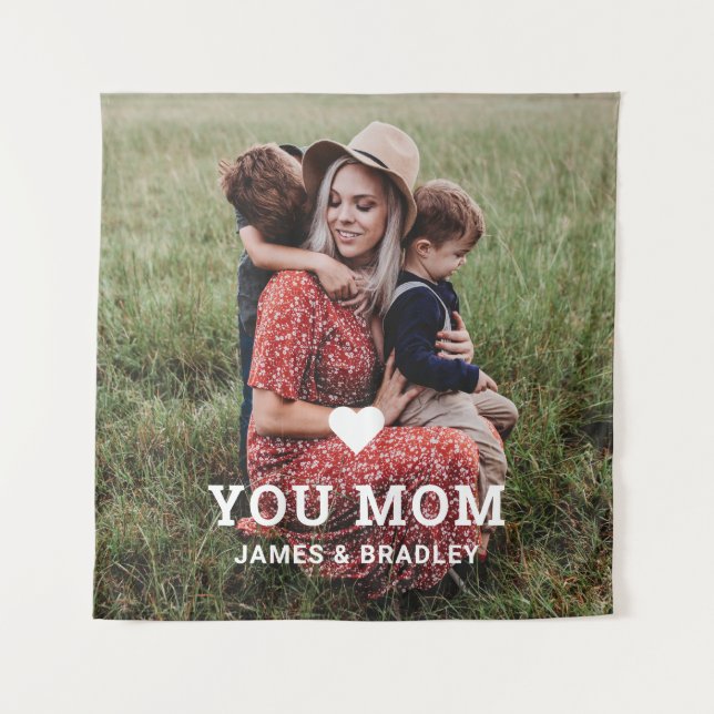 Cute Heart Love You Mum Mother's Day Photo Tapestry (Front)