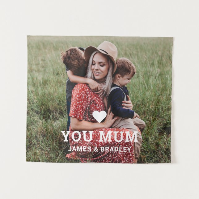 Cute Heart Love You Mum Mother's Day Photo Tapestry (Front (Horizontal))
