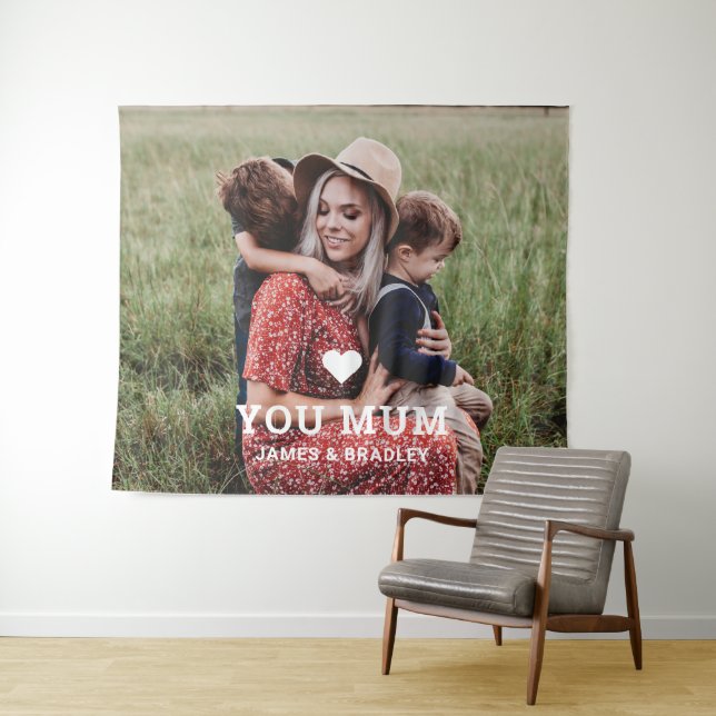 Cute Heart Love You Mum Mother's Day Photo Tapestry (In Situ (Horizontal))