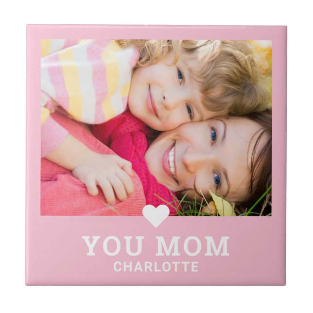 Cute Heart Love You Mum Mother's Day Photo Tile (Front)