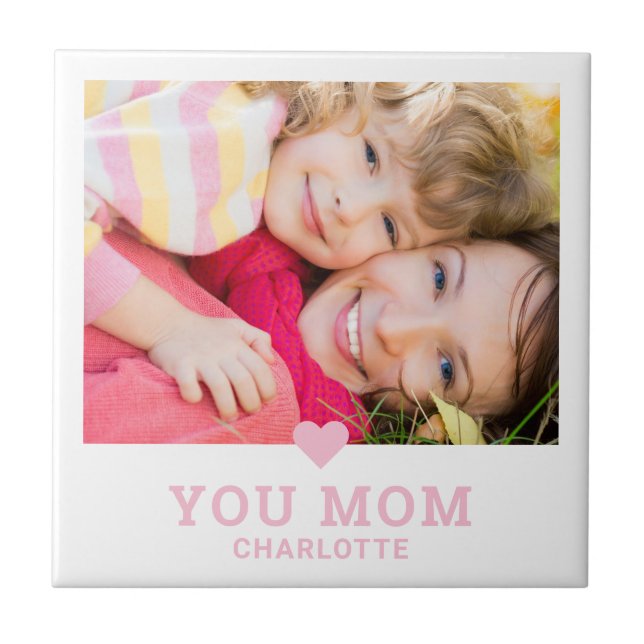 Cute Heart Love You Mum Mother's Day Photo Tile (Front)