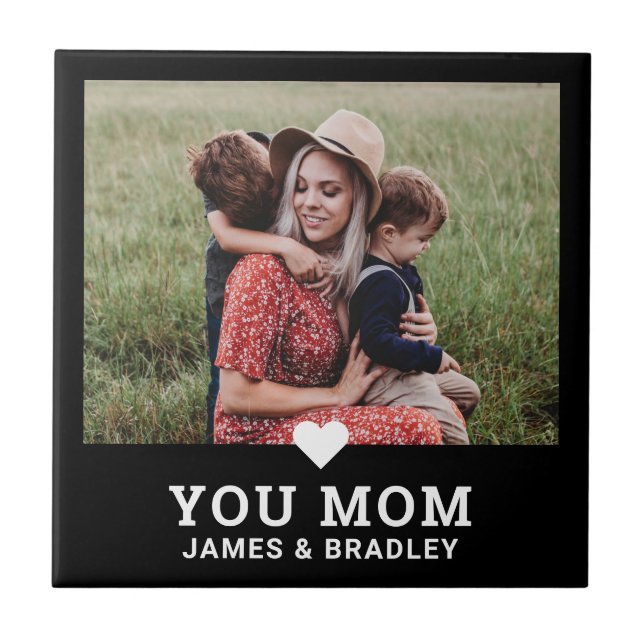 Cute Heart Love You Mum Mother's Day Photo Tile (Front)