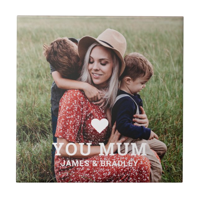 Cute HEART LOVE YOU MUM Mother's Day Photo Tile (Front)
