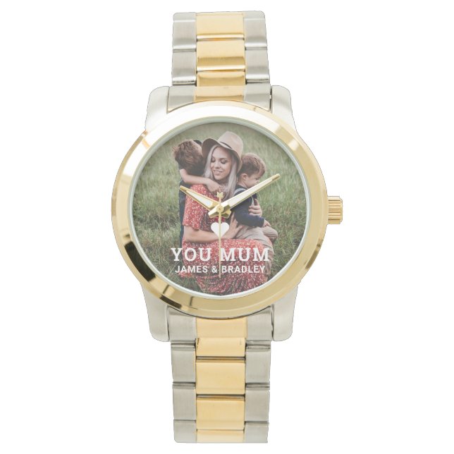 Cute Heart Love You Mum Mother's Day Photo Watch (Front)