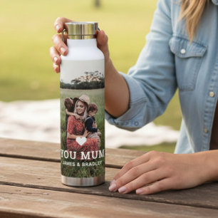 Cute Heart Love You Mum Mother's Day Photo Water Bottle
