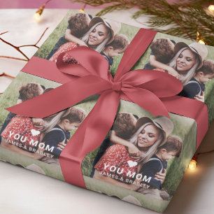 Cute Heart Love You Mum Mother's Day Photo Wrapping Paper