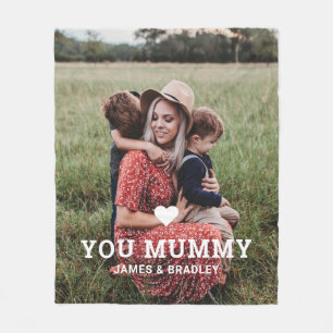 Cute HEART LOVE YOU MUMMY Mother's Day Photo Fleece Blanket