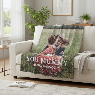 Cute HEART LOVE YOU MUMMY Mother's Day Photo Fleece Blanket