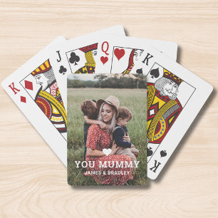 Cute HEART LOVE YOU MUMMY Mother's Day Photo Playing Cards
