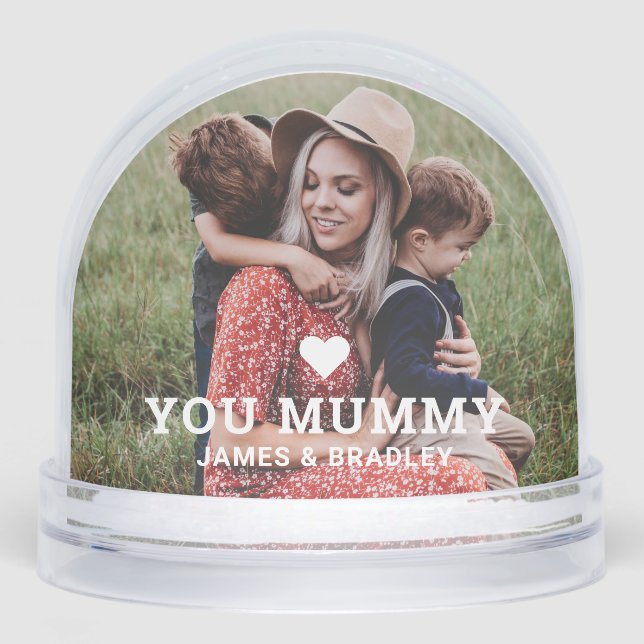 Cute HEART LOVE YOU MUMMY Mother's Day Photo Snowglobe (Front)