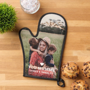 Cute HEART LOVE YOU MUMMY Photo Mother's Day Oven Mitt