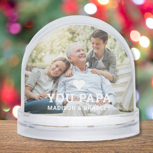 Cute HEART LOVE YOU PAPA Father's Day Photo Snowglobe