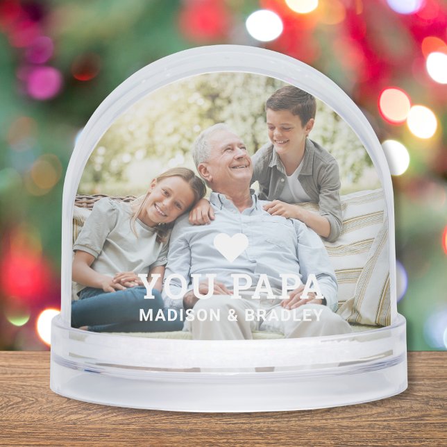 Cute HEART LOVE YOU PAPA Father's Day Photo Snowglobe (Creator Uploaded)