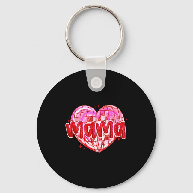 Cute Heart Mama Valentines Day Mom Wife  Key Ring (Front)