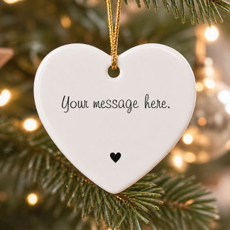 Cute Heart Message Black White Modern Christmas Ceramic Tree Decoration