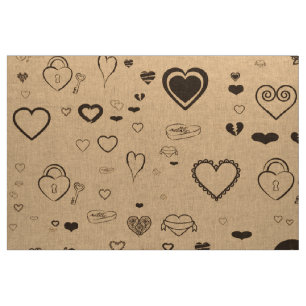 Cute Heart Modern Dark Grey Fabric