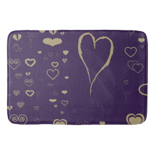 Cute Heart Modern Dark Purple Pattern Bath Mat
