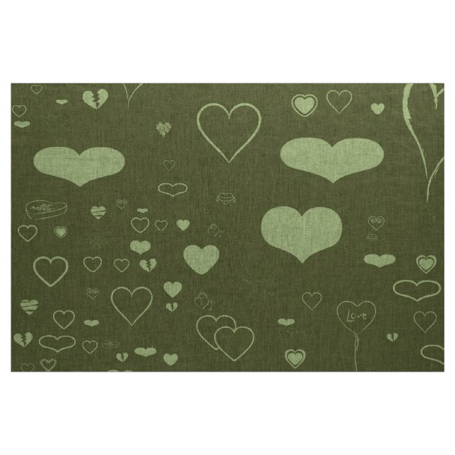 Cute Heart Modern Moss Green Fabric (Yard)