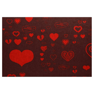 Cute Heart Modern Orange Red Fabric