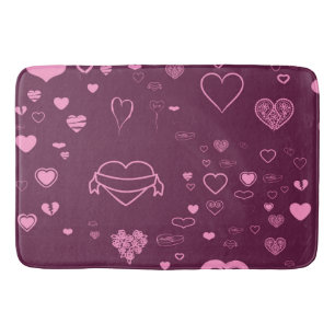 Cute Heart Modern Pink Purple Pattern Bath Mat