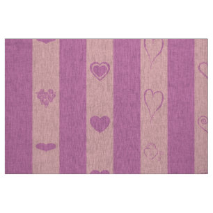 Cute Heart Modern Pink Purple Stripe Fabric